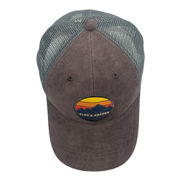 Authentic Flag & Anthem Corduroy & Mesh Hat Embroidered Mountains & Sunset Cap - Picture 7 of 9